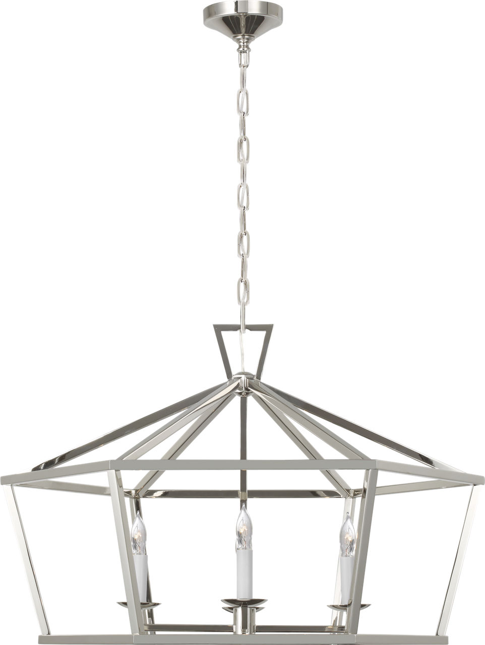 Darlana Wide Hexagonal Lantern in Polished Nickel