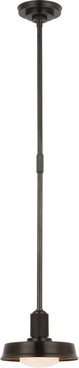 Ruhlmann Small 9" Pendant in Bronze with White Glass