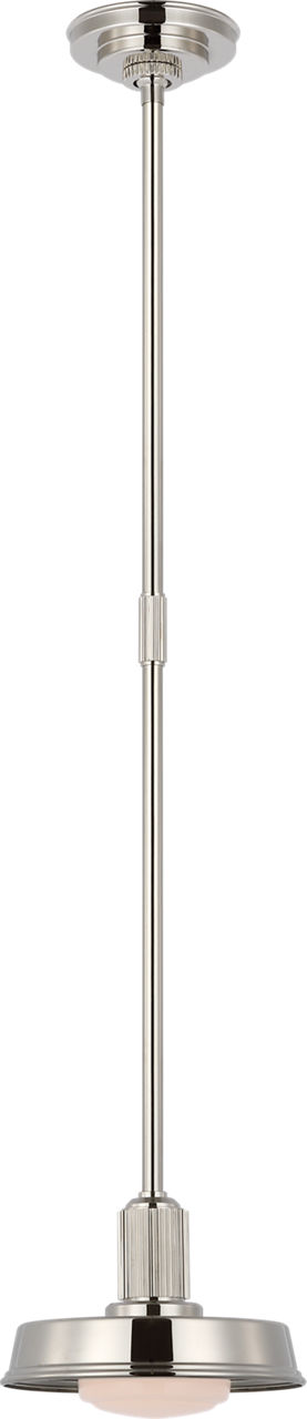 Ruhlmann Small 9" Pendant in Polished Nickel with White Glass