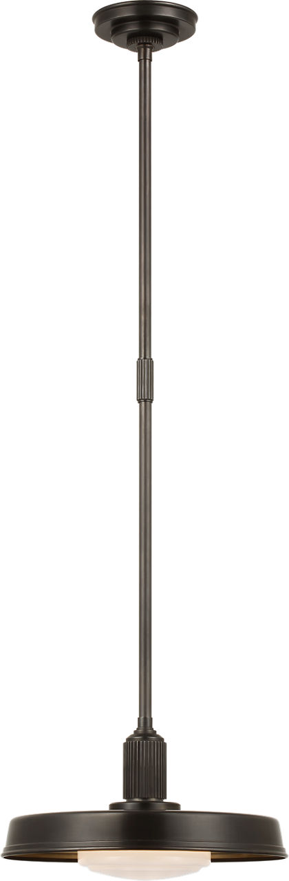 Ruhlmann 14" Factory Pendant in Bronze with White Glass and Brass Interior