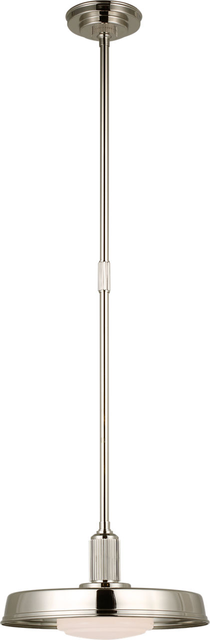 Ruhlmann 14" Factory Pendant in Polished Nickel with White Glass