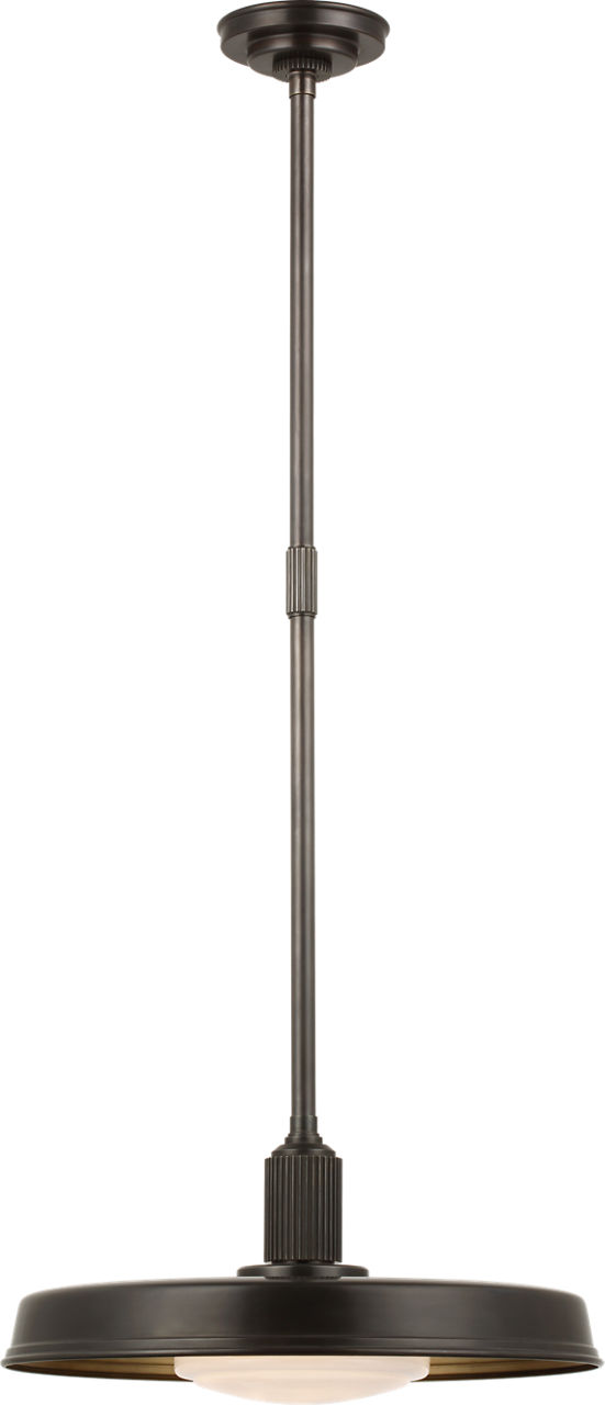 Ruhlmann 18" Factory Pendant in Bronze with White Glass and Brass Interior