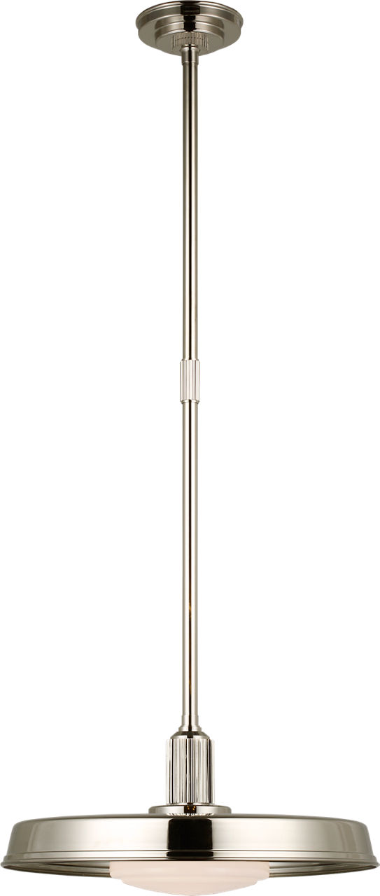 Ruhlmann 18" Factory Pendant in Polished Nickel with White Glass
