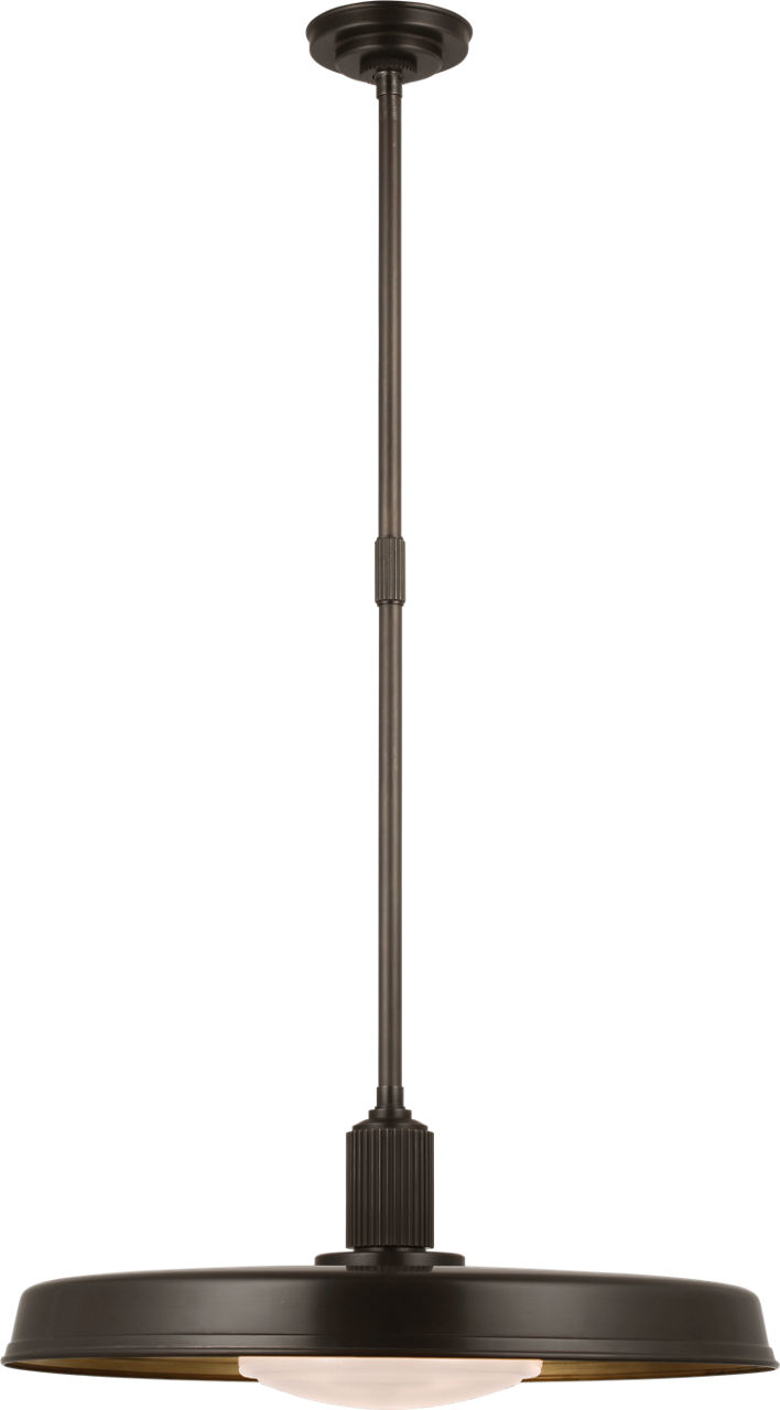 Ruhlmann 24" Factory Pendant in Bronze with White Glass and Brass Interior