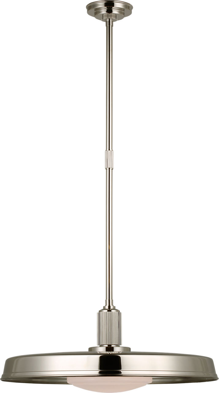 Ruhlmann 24" Factory Pendant in Polished Nickel with White Glass