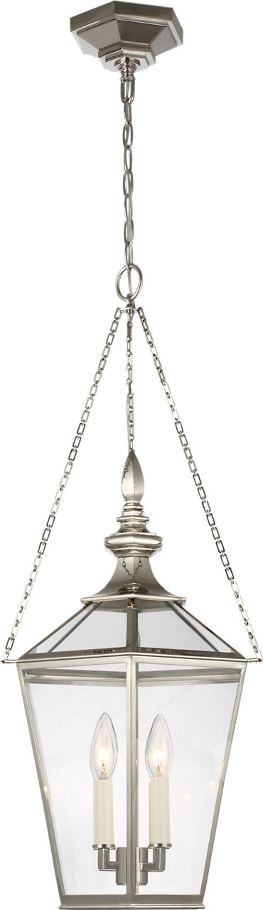 Evaline Small Lantern in Polished Nickel with Clear Glass