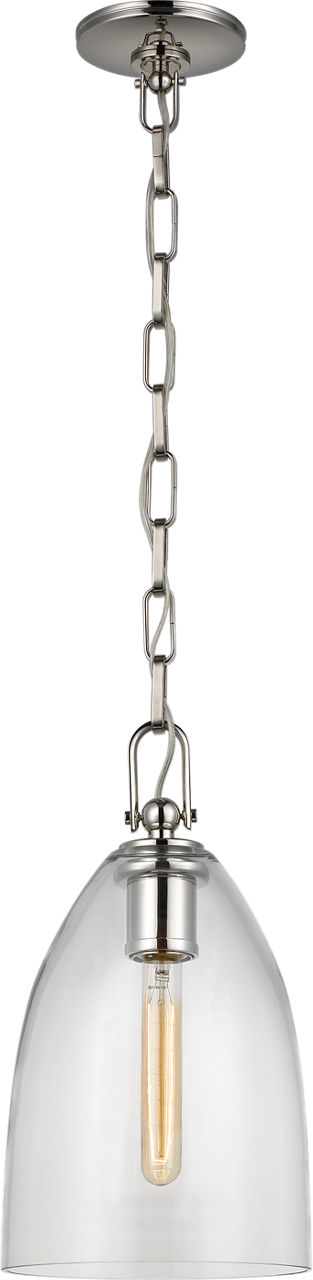 Andros Medium Pendant in Polished Nickel with Clear Glass