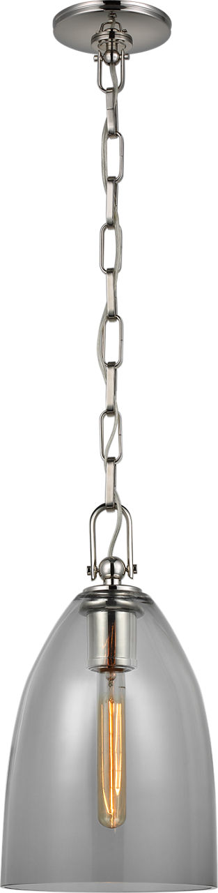 Andros Medium Pendant in Polished Nickel with Smoked Glass