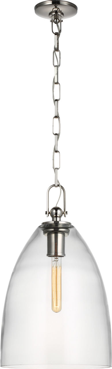 Andros Large Pendant in Polished Nickel with Clear Glass