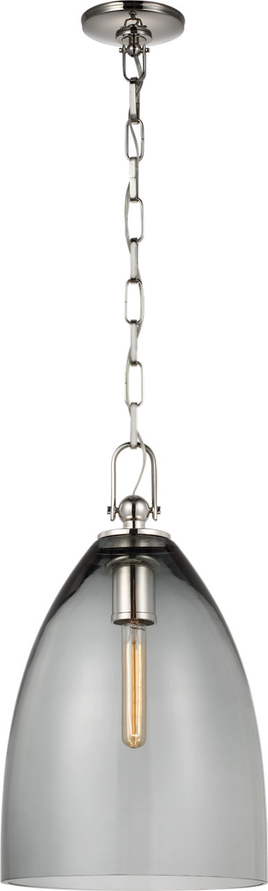 Andros Large Pendant in Polished Nickel with Smoked Glass