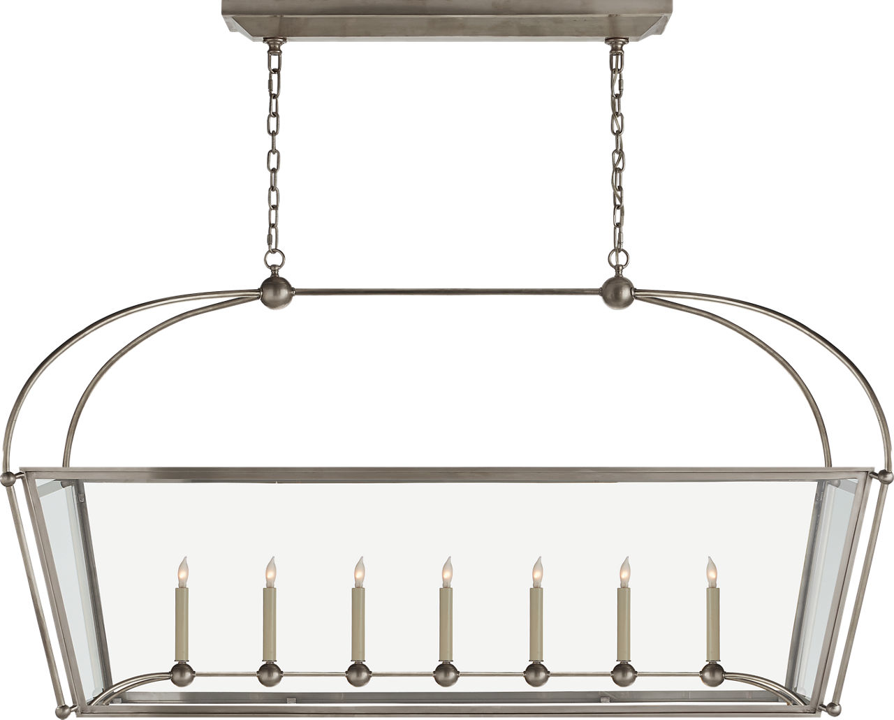 Riverside Large Linear Pendant in Antique Nickel with Clear Glass