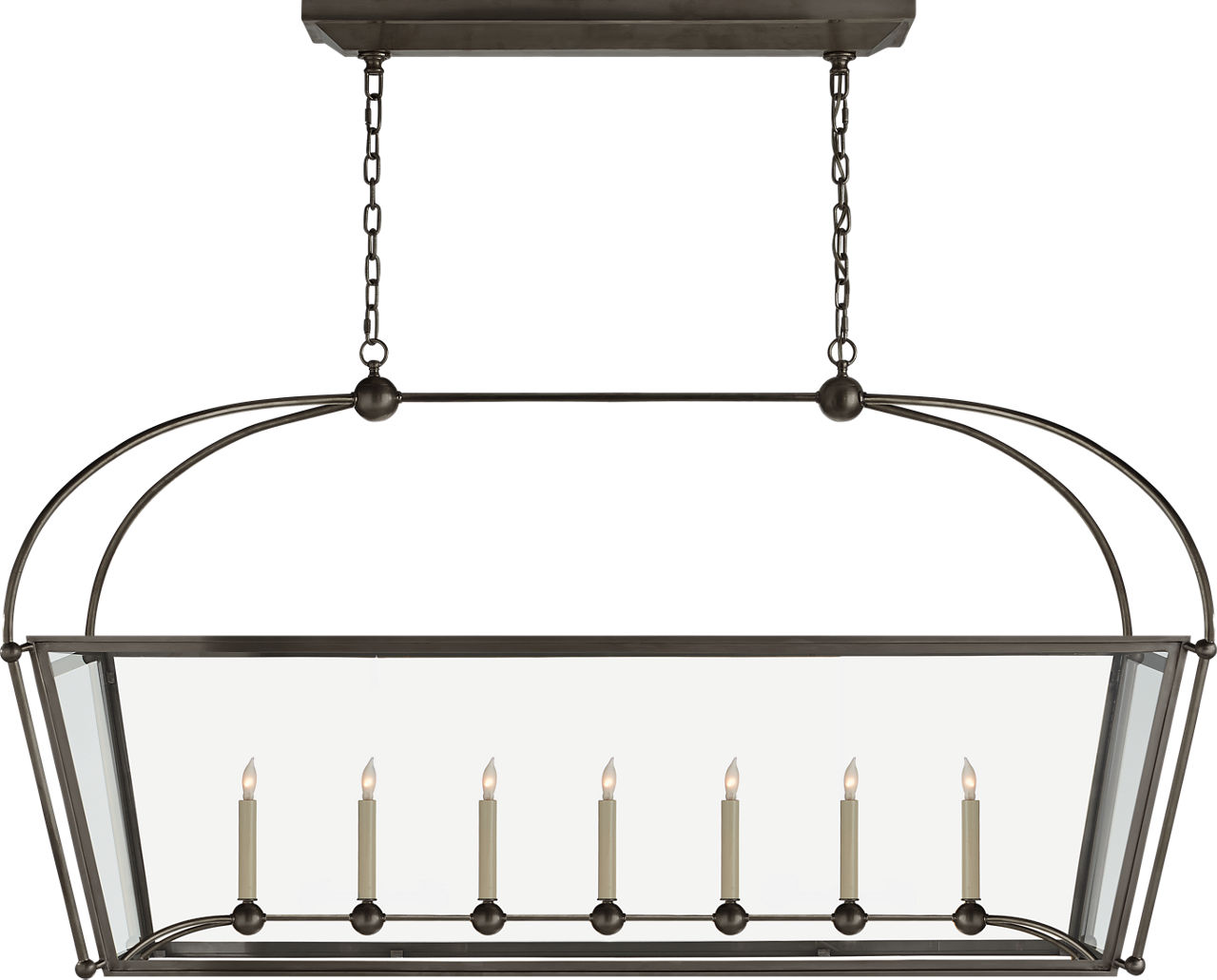 Riverside Large Linear Pendant in Bronze with Clear Glass