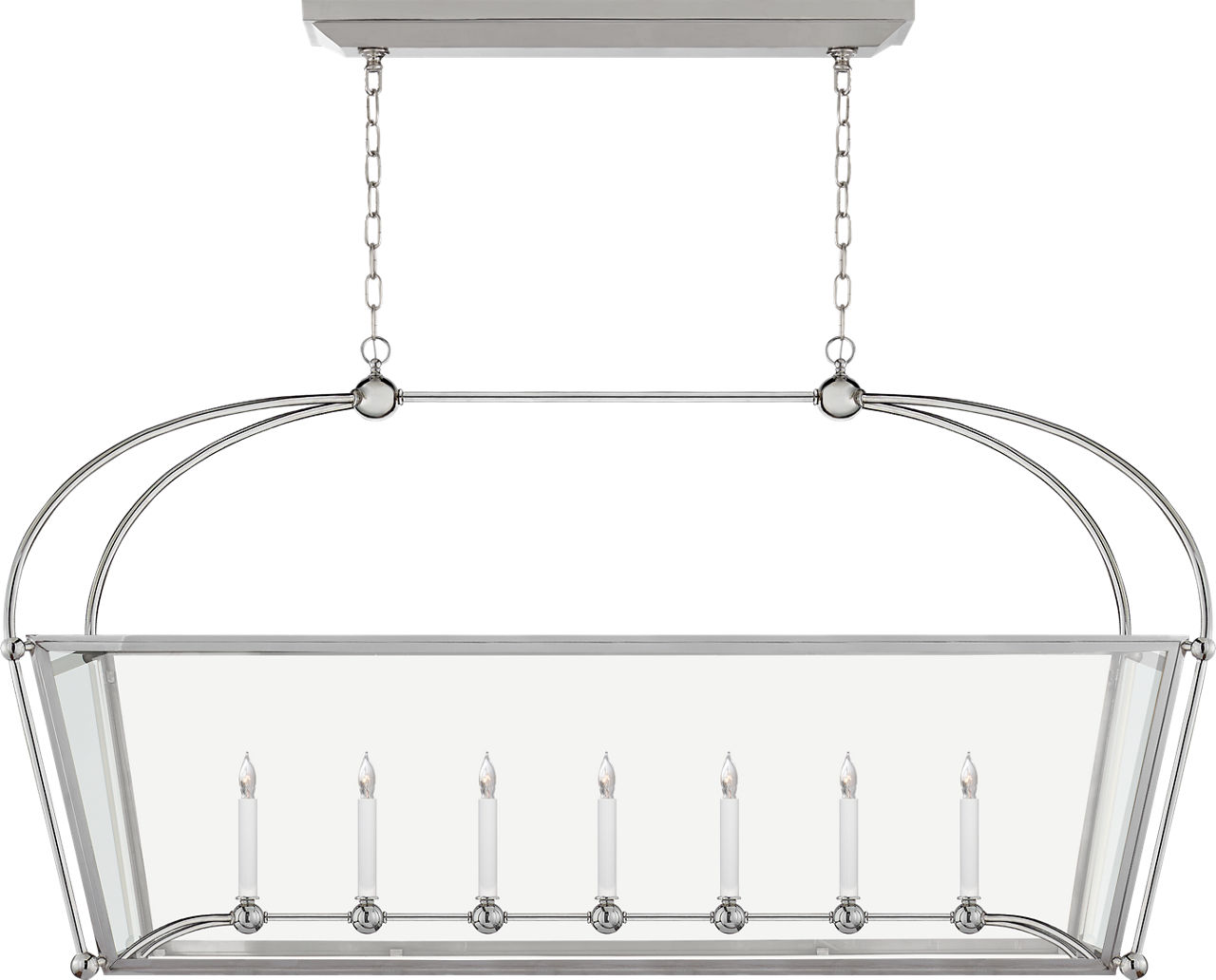 Riverside Large Linear Pendant in Polished Nickel with Clear Glass