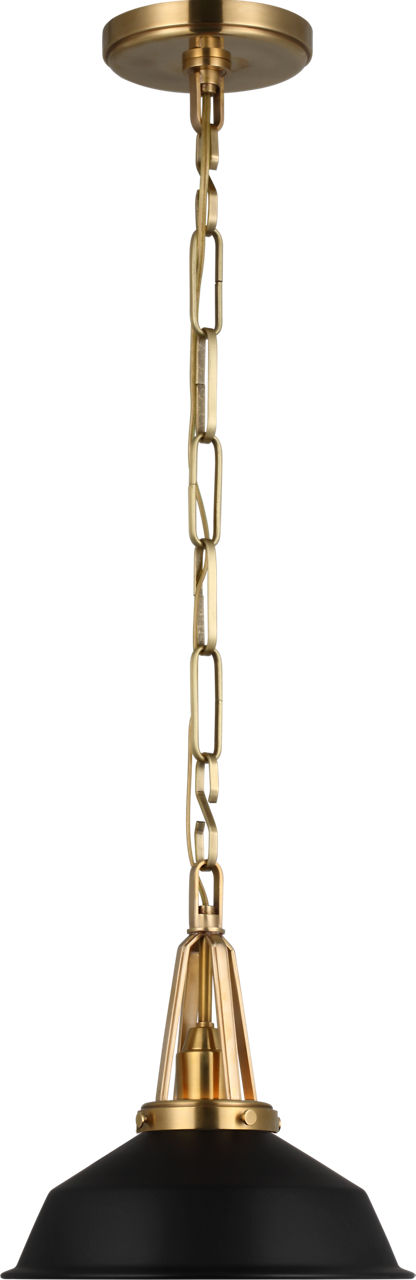 Layton 10" Pendant in Antique-Burnished Brass with Matte Black Shade