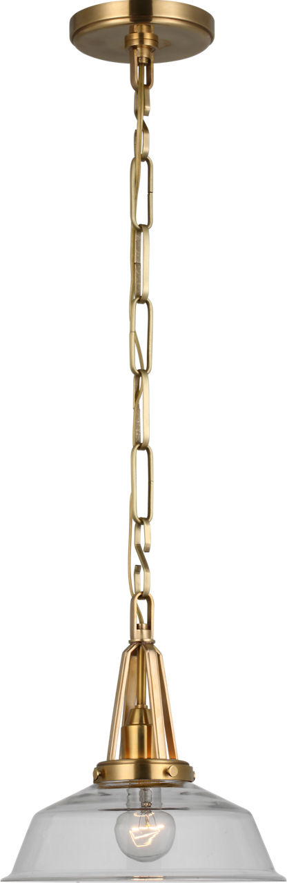 Layton 10" Pendant in Antique-Burnished Brass with Clear Glass