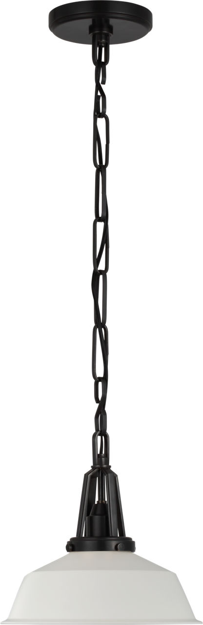 Layton 10" Pendant in Bronze with Matte White Shade