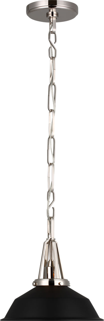 Layton 10" Pendant in Polished Nickel with Matte Black Shade