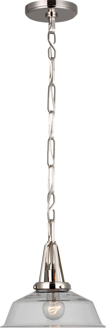 Layton 10" Pendant in Polished Nickel with Clear Glass