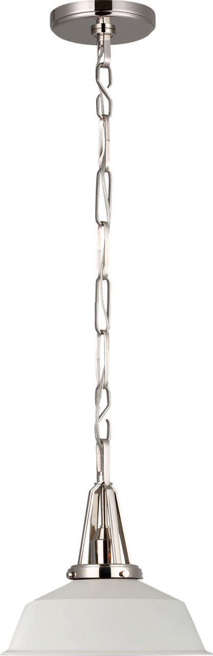 Layton 10" Pendant in Polished Nickel with Matte White Shade
