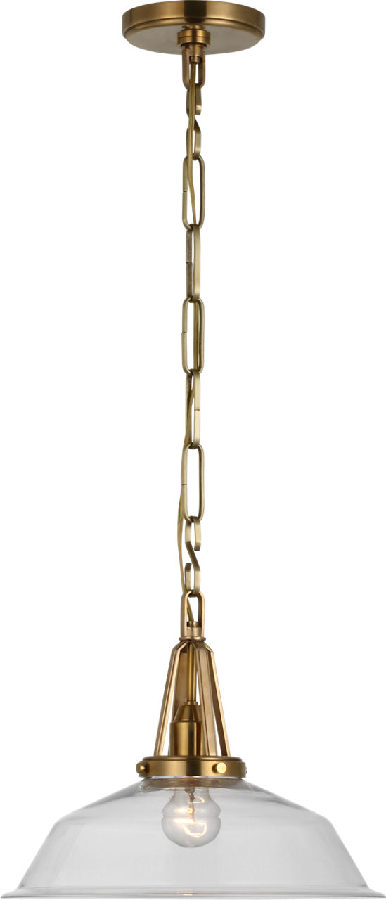 Layton 14" Pendant in Antique-Burnished Brass with Clear Glass