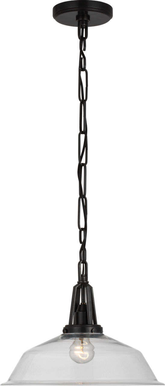 Layton 14" Pendant in Bronze with Clear Glass