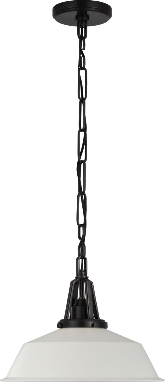 Layton 14" Pendant in Bronze with Matte White Shade