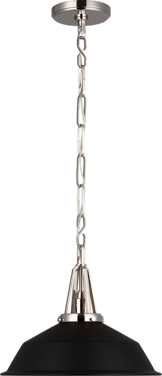 Layton 14" Pendant in Polished Nickel with Matte Black Shade