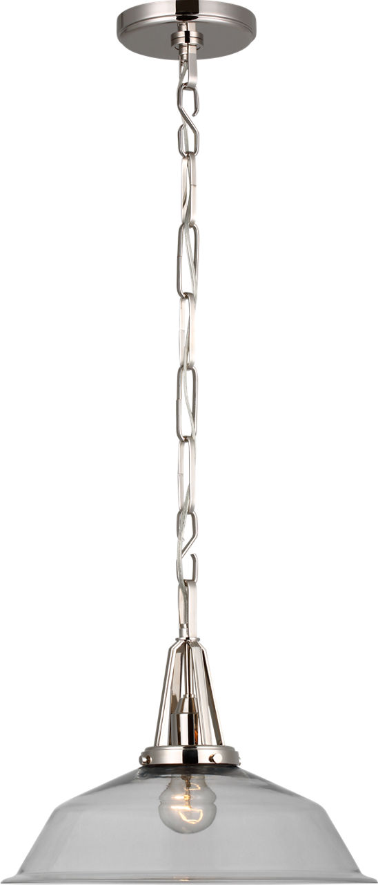 Layton 14" Pendant in Polished Nickel with Clear Glass