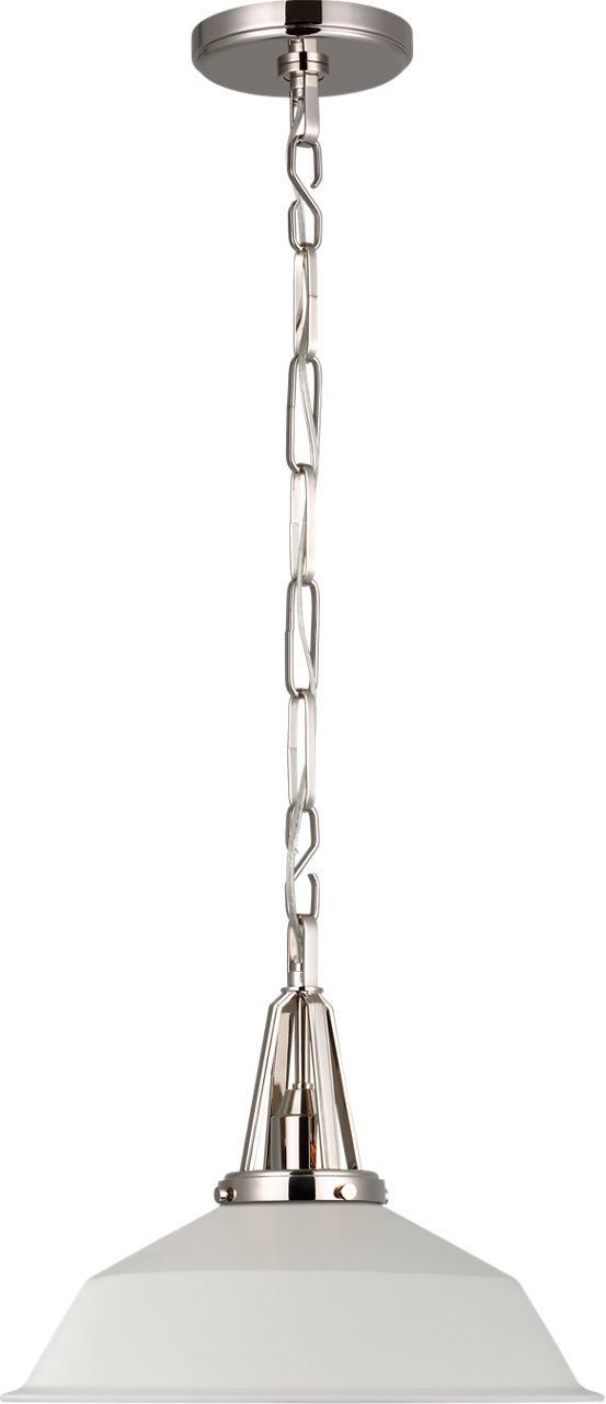 Layton 14" Pendant in Polished Nickel with Matte White Shade