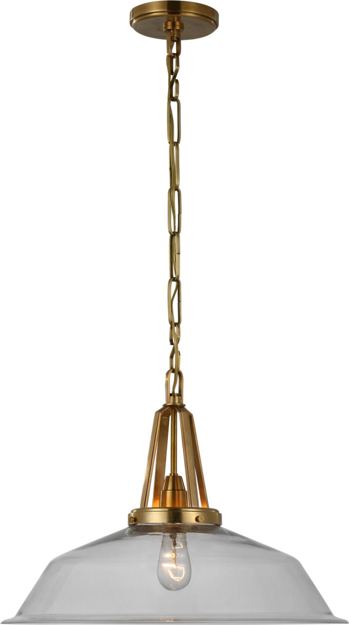 Layton 20" Pendant in Antique-Burnished Brass with Clear Glass