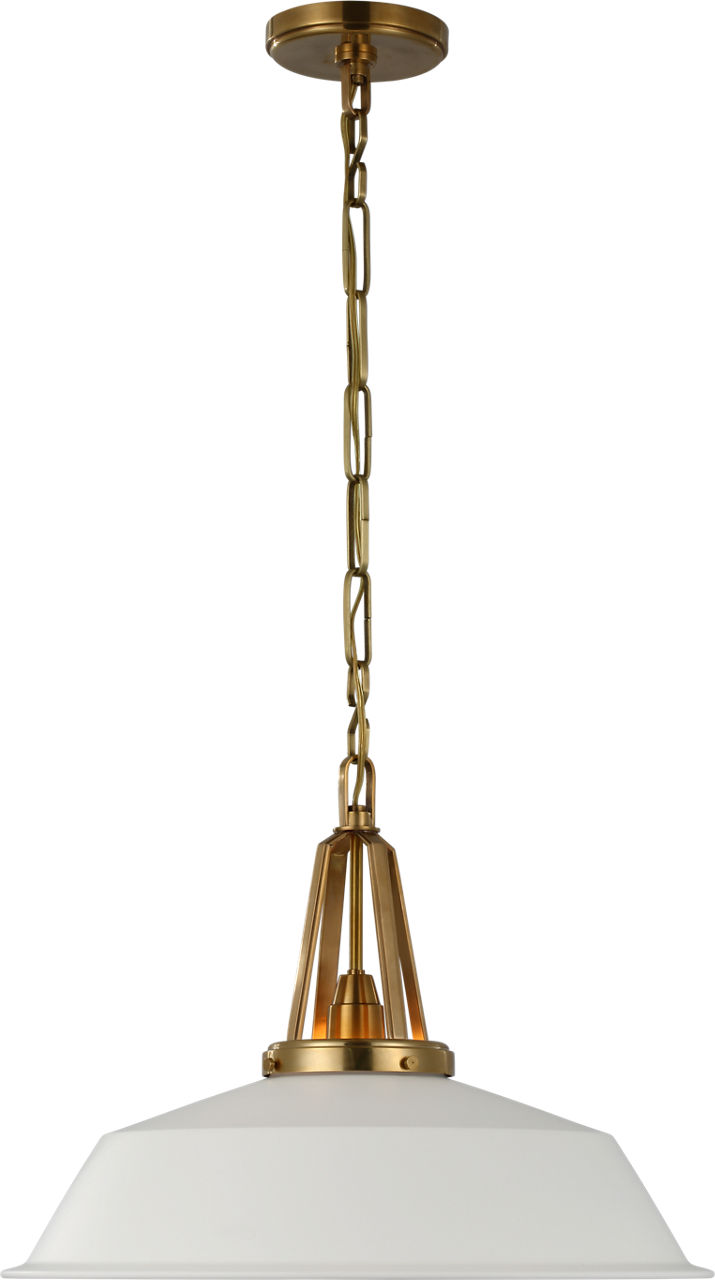 Layton 20" Pendant in Antique-Burnished Brass with Matte White Shade