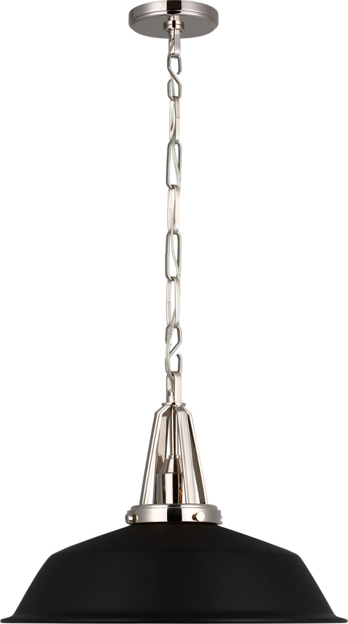 Layton 20" Pendant in Polished Nickel with Matte Black Shade