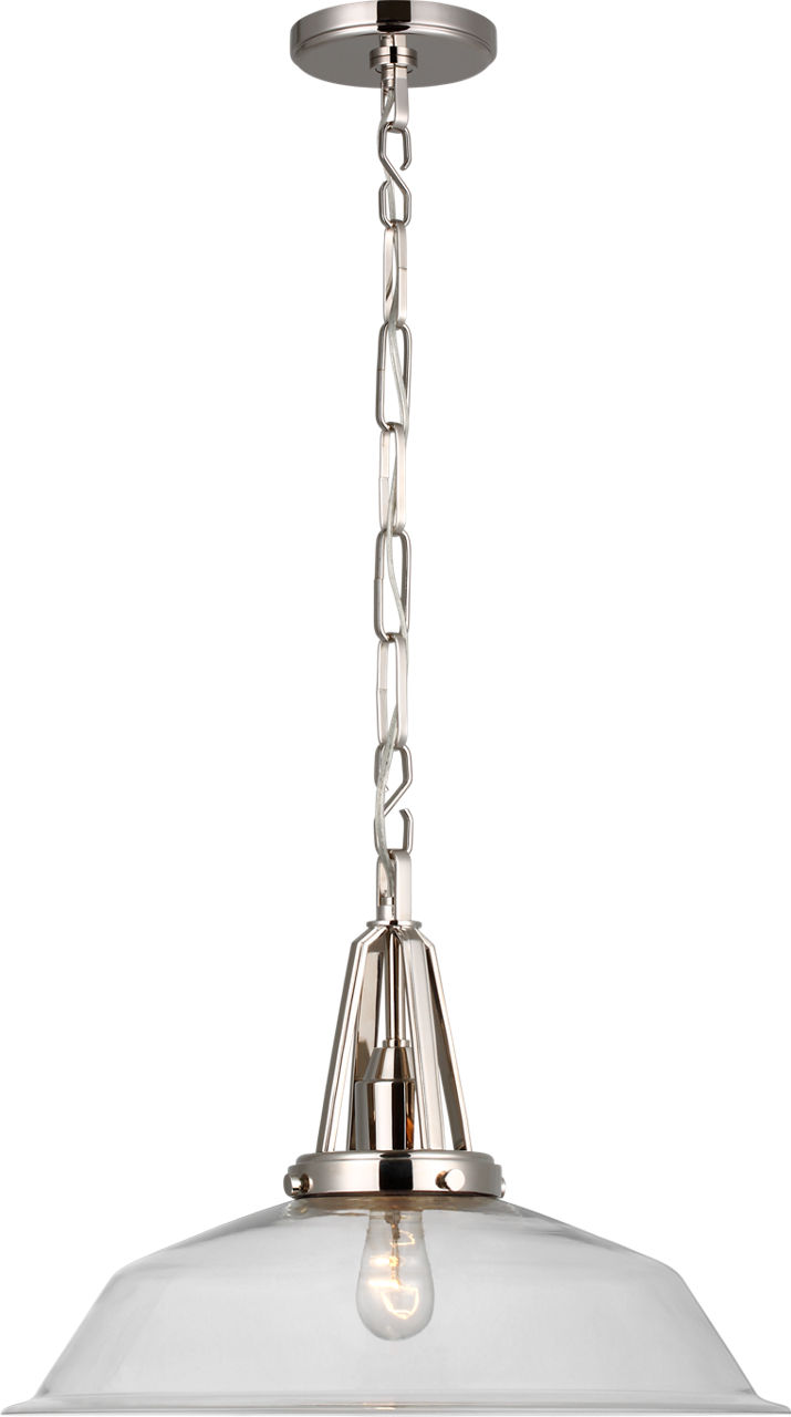 Layton 20" Pendant in Polished Nickel with Clear Glass