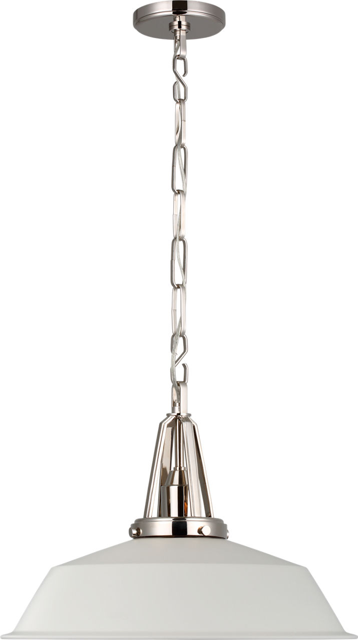 Layton 20" Pendant in Polished Nickel with Matte White Shade