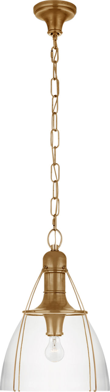 Prestwick 14" Pendant in Antique-Burnished Brass with Clear Glass
