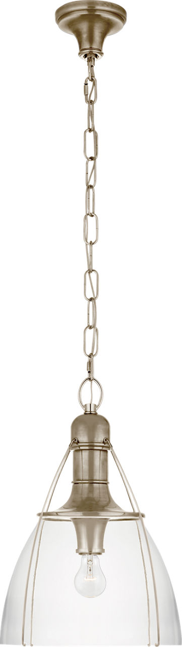 Prestwick 14" Pendant in Antique Nickel with Clear Glass