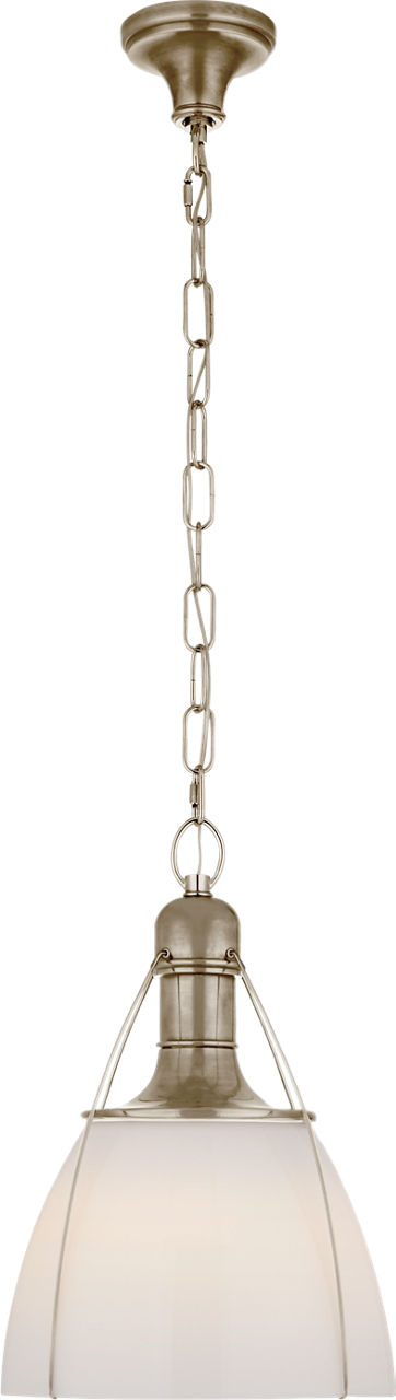 Prestwick 14" Pendant in Antique Nickel with White Glass