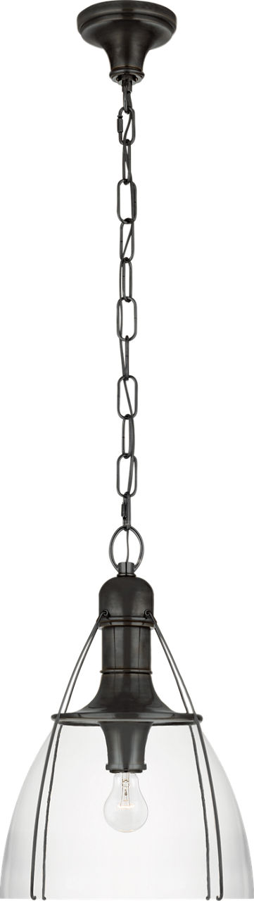 Prestwick 14" Pendant in Bronze with Clear Glass
