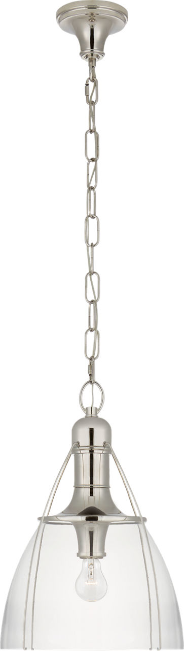 Prestwick 14" Pendant in Polished Nickel with Clear Glass