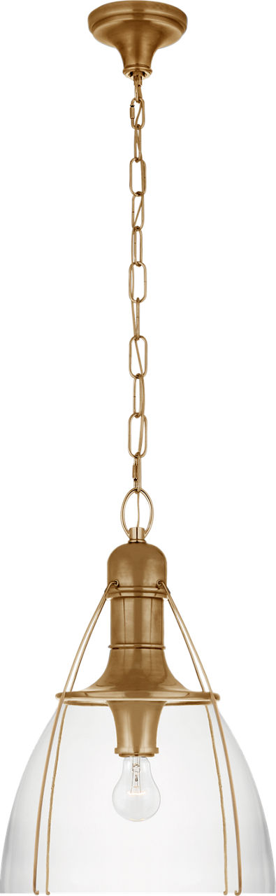 Prestwick 18" Pendant in Antique-Burnished Brass with Clear Glass