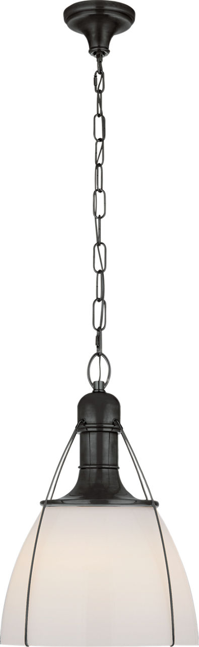 Prestwick 18" Pendant in Bronze with White Glass