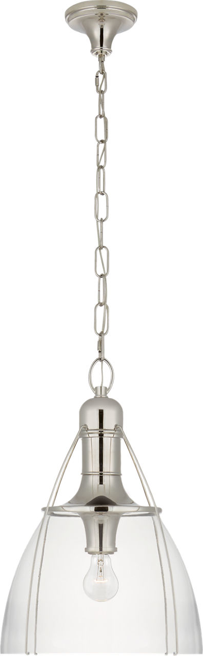 Prestwick 18" Pendant in Polished Nickel with Clear Glass