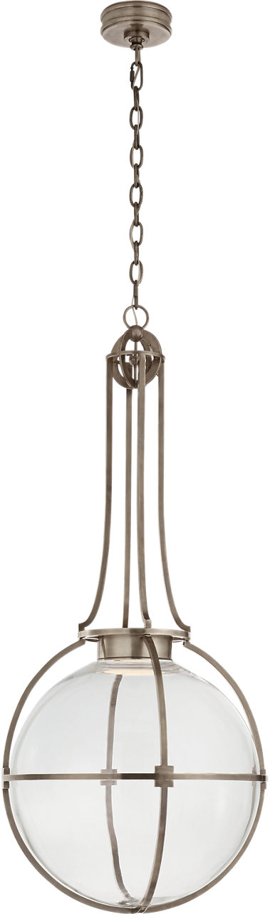 Gracie Large Captured Globe Pendant in Antique Nickel with Clear Glass