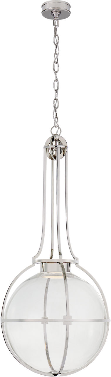 Gracie Large Captured Globe Pendant in Polished Nickel with Clear Glass
