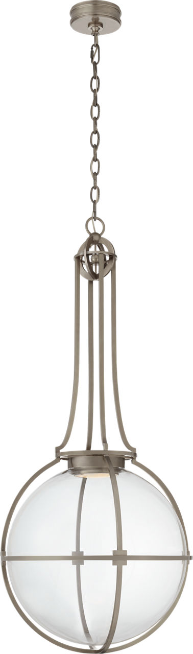 Gracie Grande Captured Globe Pendant in Antique Nickel with Clear Glass