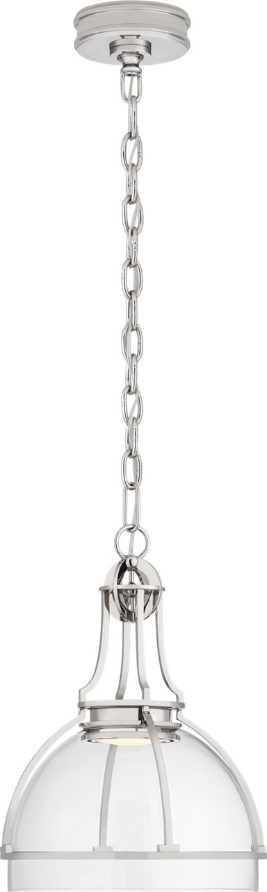 Gracie Medium Dome Pendant in Polished Nickel with Clear Glass