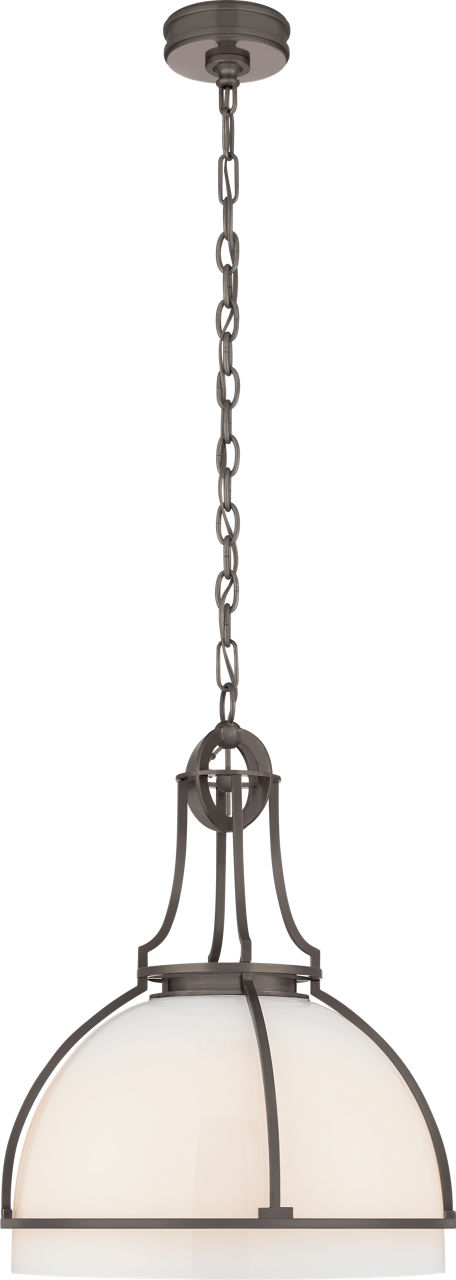 Gracie Large Dome Pendant in Bronze with White Glass