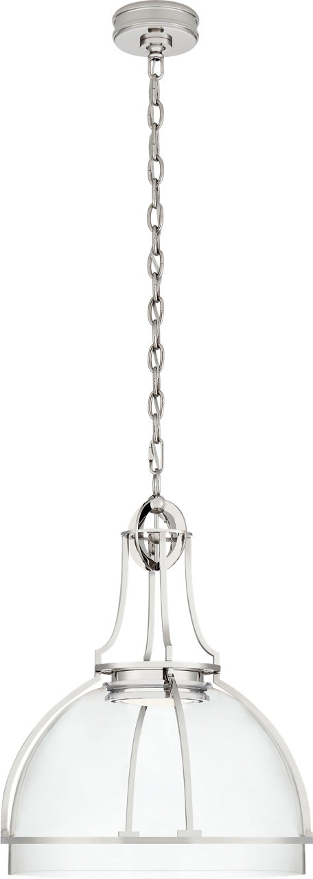 Gracie Large Dome Pendant in Polished Nickel with Clear Glass