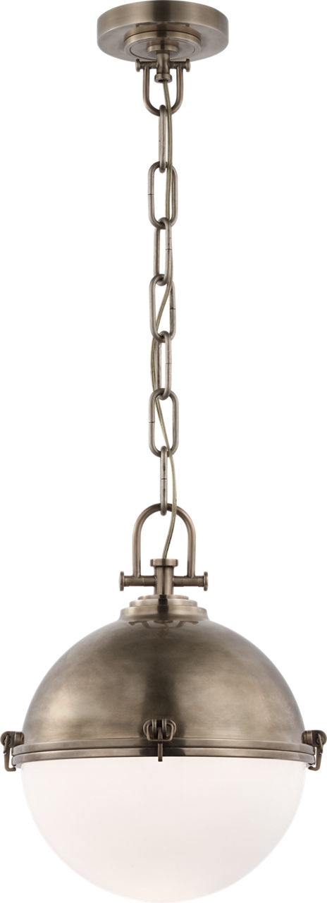 Adrian Large Globe Pendant in Antique Nickel with White Glass