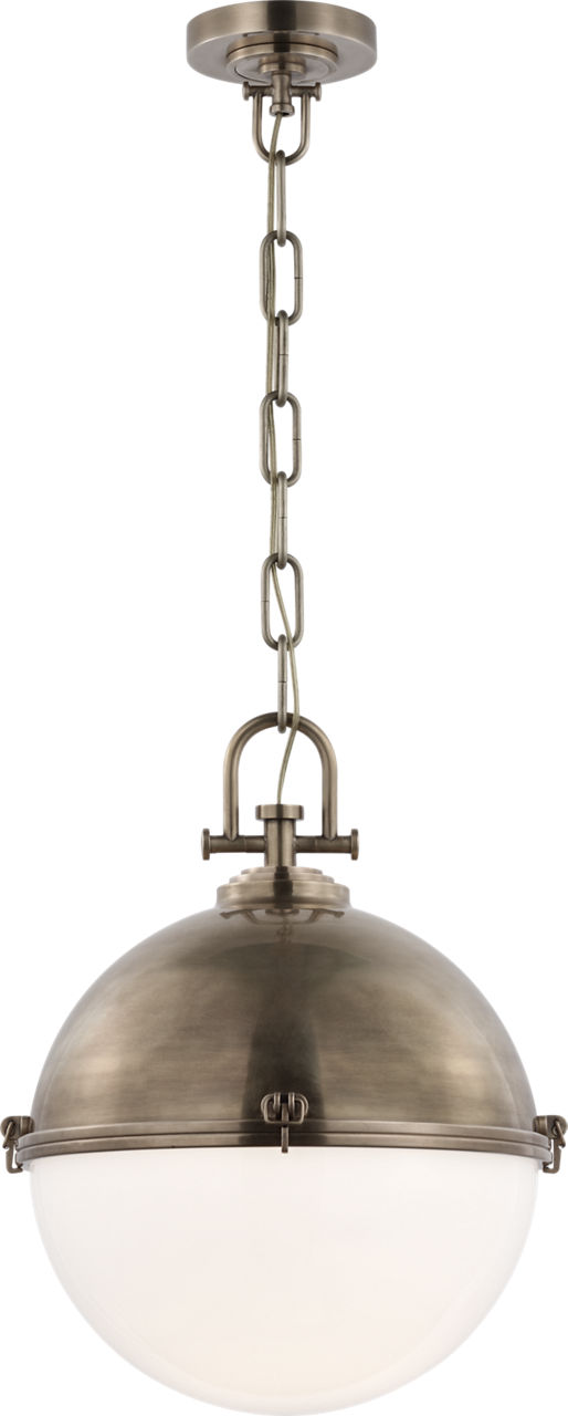 Adrian X-Large Globe Pendant in Antique Nickel with White Glass